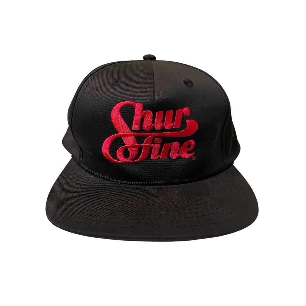 Vintage 80s Shur Fine Black Red Snapback Hat Cap One Size USA
